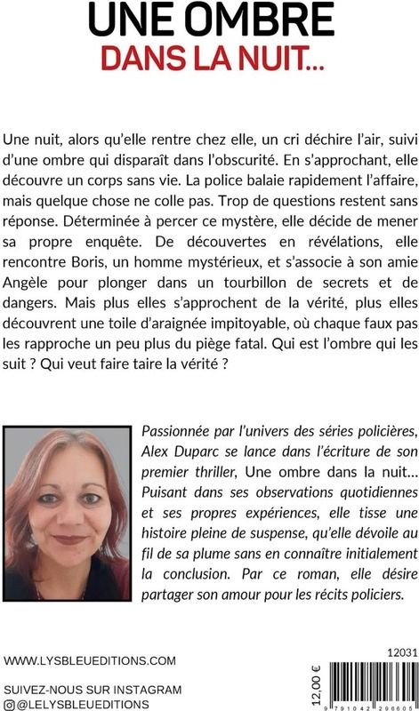 Quatrième de couverture de « UNE OMBRE DANS LA NUIT... »