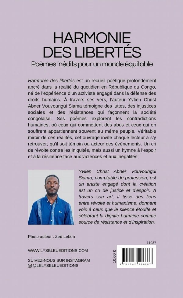 Quatrième de couverture de « Harmonie des libertés : poèmes inédits pour un monde équitable »