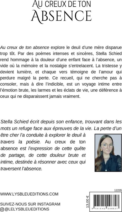 Quatrième de couverture de « Au creux de ton absence : recueil »