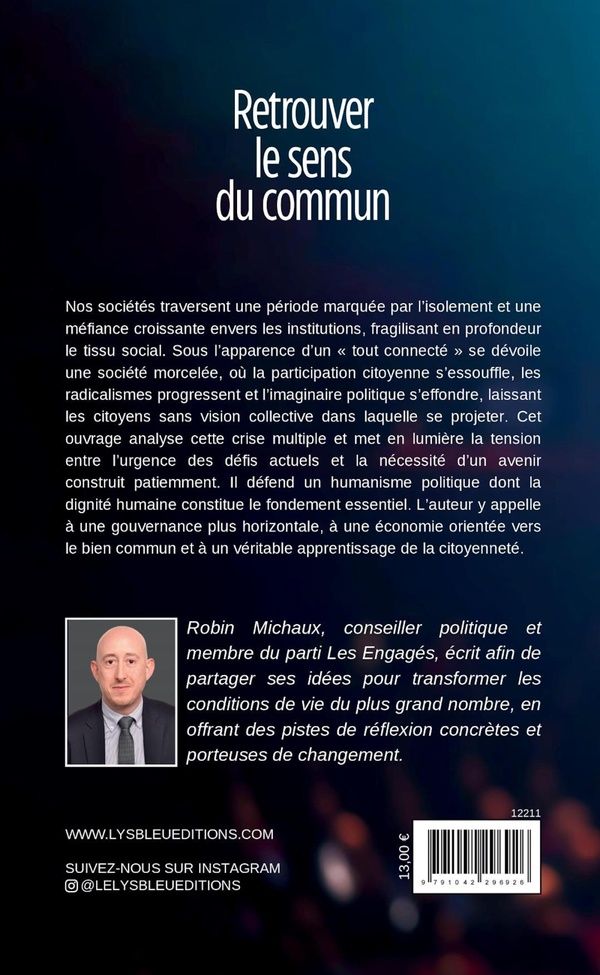 Quatrième de couverture de « RETROUVER LE SENS DU COMMUN »
