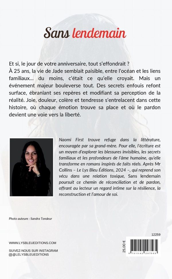 Quatrième de couverture de « Sans lendemain : roman »