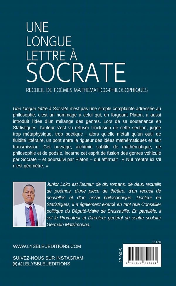 Quatrième de couverture de « Une longue lettre à Socrate : recueil de poèmes mathématico-philosophiques »