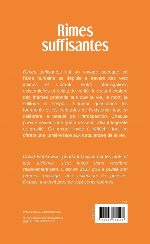 Quatrième de couverture de « Rimes suffisantes : recueil »