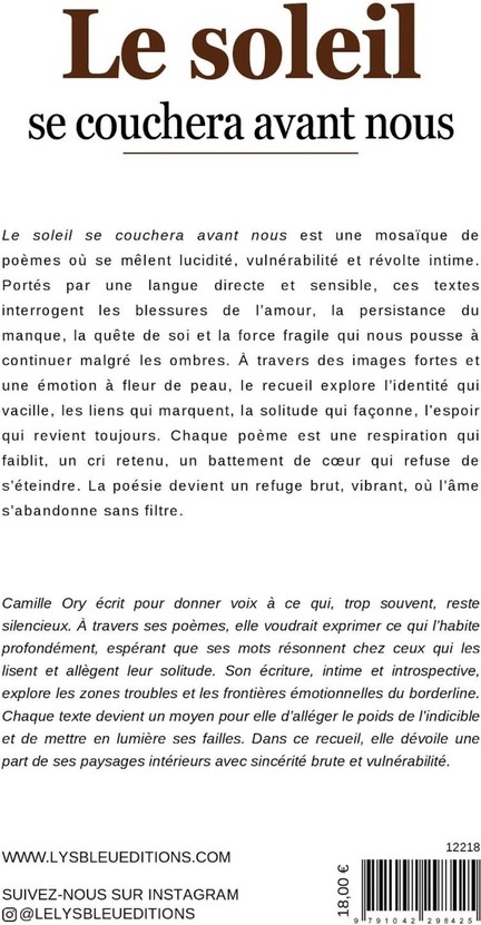 Quatrième de couverture de « Le soleil se couchera avant nous : recueil »