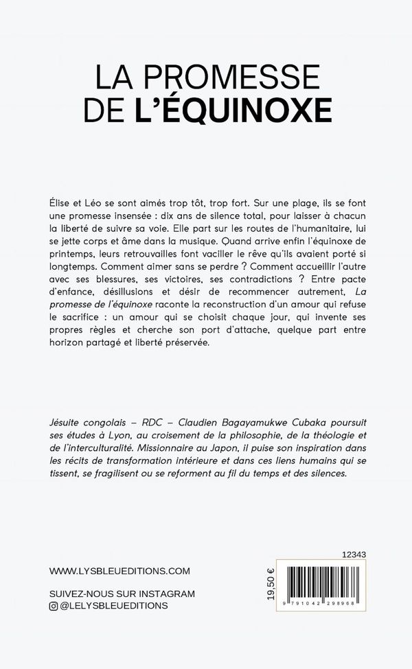 Quatrième de couverture de « LA PROMESSE DE L'EQUINOXE »