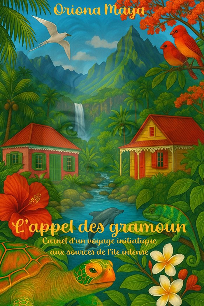 Couverture du livre « L'appel des gramoun : carnet d'un voyage initiatique aux sources de l'île intense » de Oriona Maya, librairie Les Contes Infusés à Corte