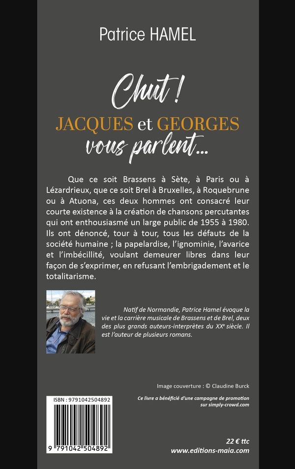 Quatrième de couverture de « CHUT ! JACQUES ET GEORGES VOUS PARLENT »