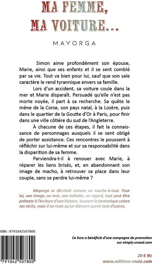 Quatrième de couverture de « MA FEMME, MA VOITURE »