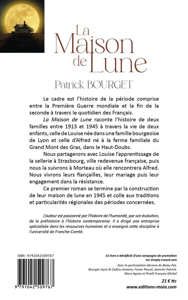 Quatrième de couverture de « LA MAISON DE LUNE »