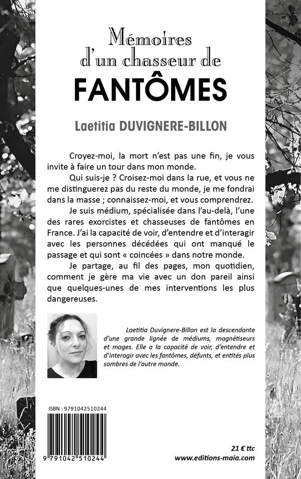 Quatrième de couverture de « MEMOIRES D'UN CHASSEUR DE FANTOMES »