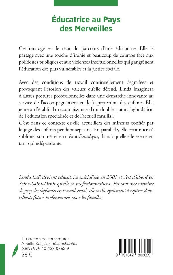 Quatrième de couverture de « EDUCATRICE AU PAYS DES MERVEILLES »