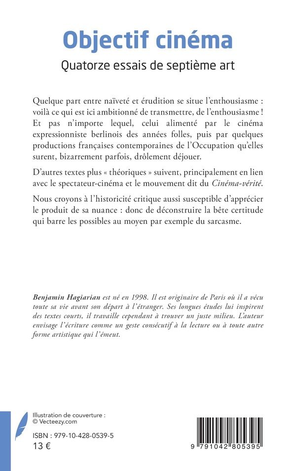 Quatrième de couverture de « OBJECTIF CINEMA - QUATORZE ESSAIS DE SEPTIEME ART »