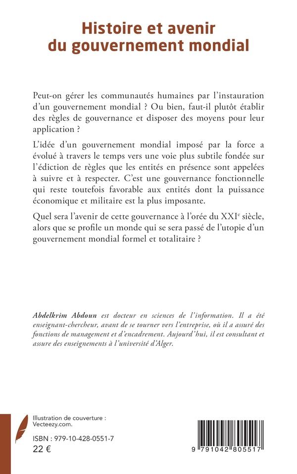 Quatrième de couverture de « HISTOIRE ET AVENIR DU GOUVERNEMENT MONDIAL »
