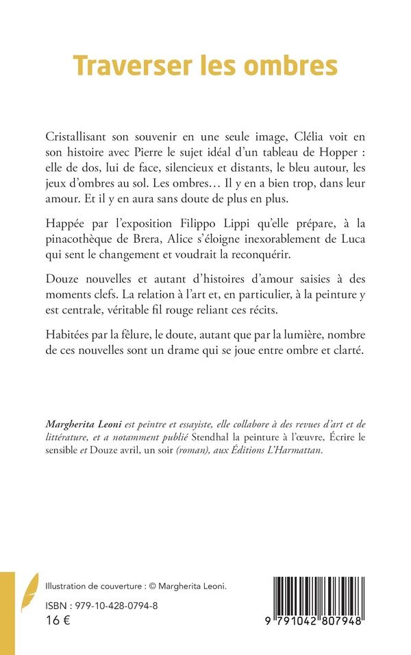 Quatrième de couverture de « Traverser les ombres : nouvelles »