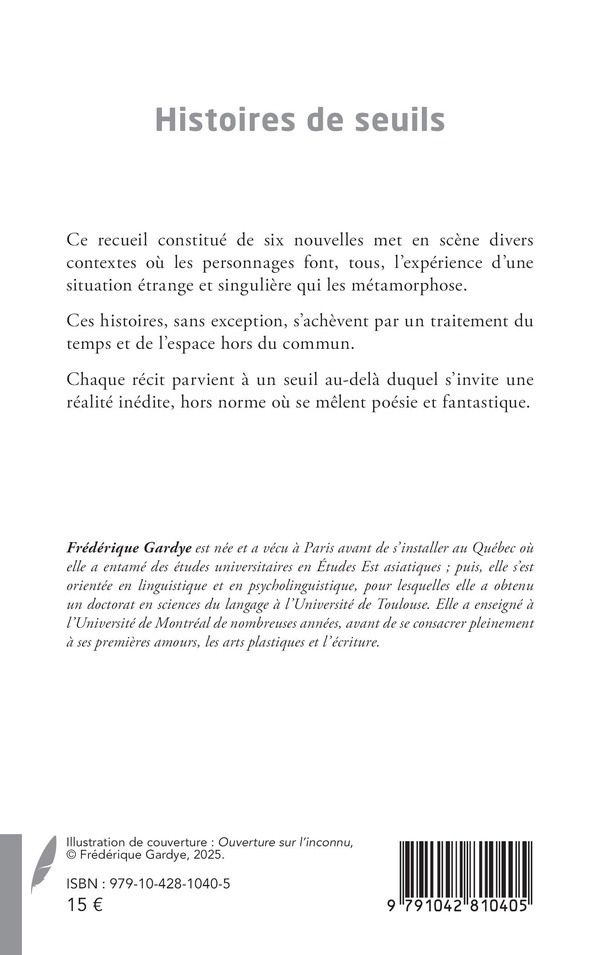 Quatrième de couverture de « Histoires de seuils : nouvelles »