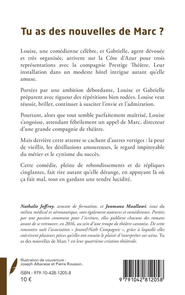 Quatrième de couverture de « Tu as des nouvelles de Marc ? : théâtre »