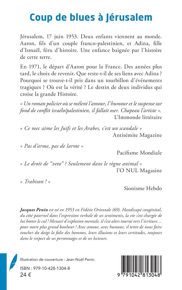 Quatrième de couverture de « COUP DE BLUES A JERUSALEM »