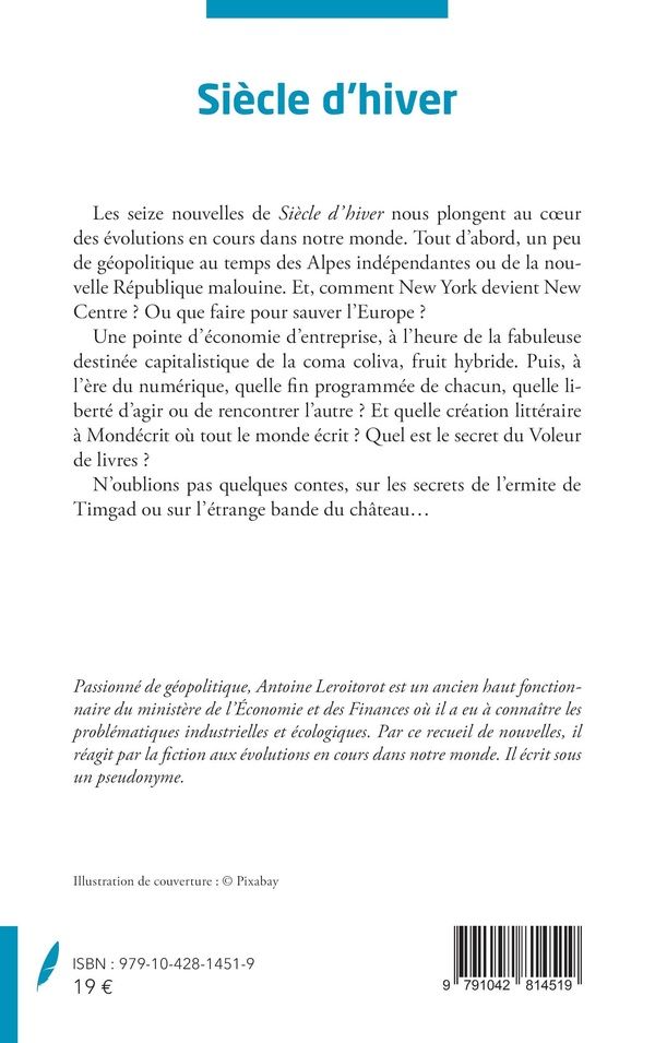 Quatrième de couverture de « Siècle d'hiver : nouvellles »