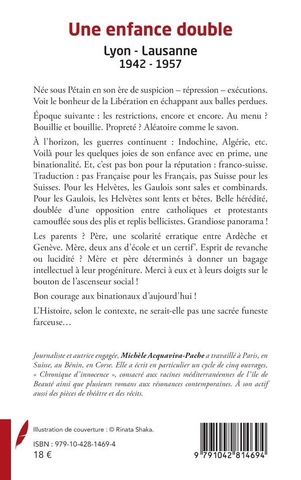 Quatrième de couverture de « Une enfance double : Lyon-Lausanne, 1942-1957 »