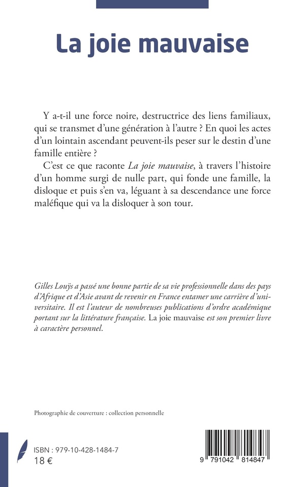 Quatrième de couverture de « La Joie mauvaise : récit »