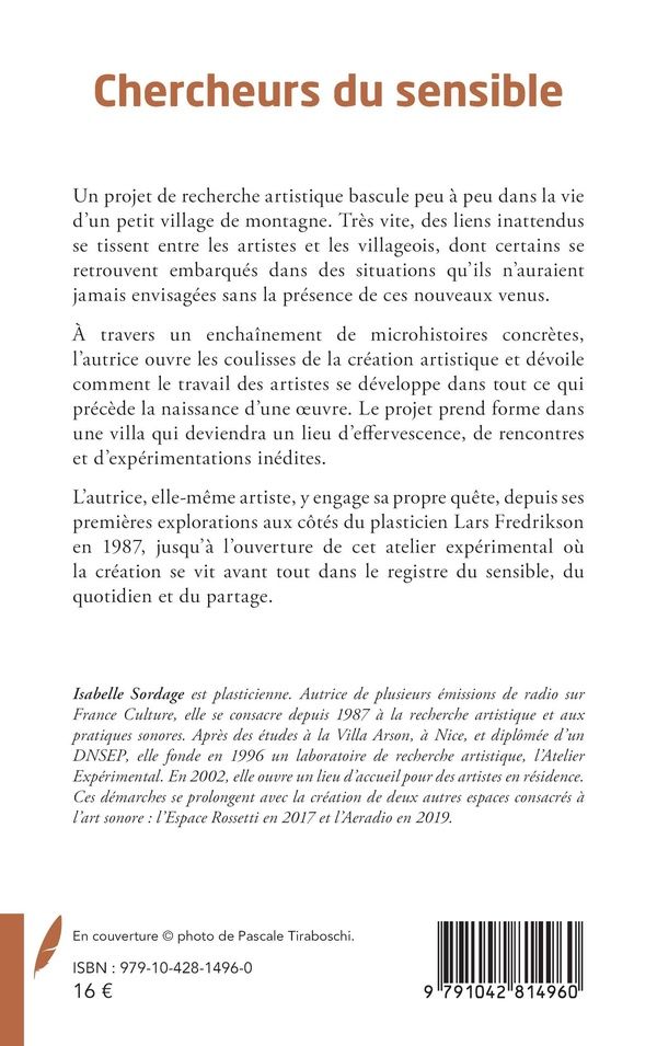 Quatrième de couverture de « Chercheurs du sensible »