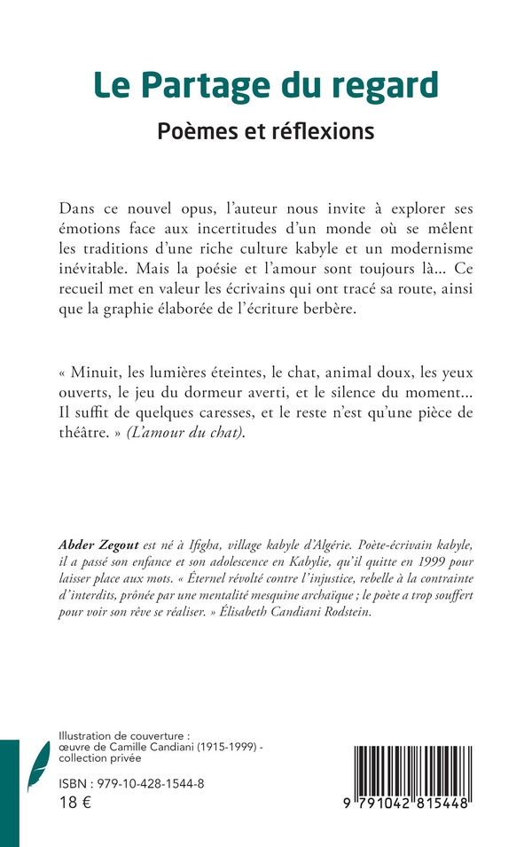 Quatrième de couverture de « Le Partage du regard : Poèmes et réflexions »