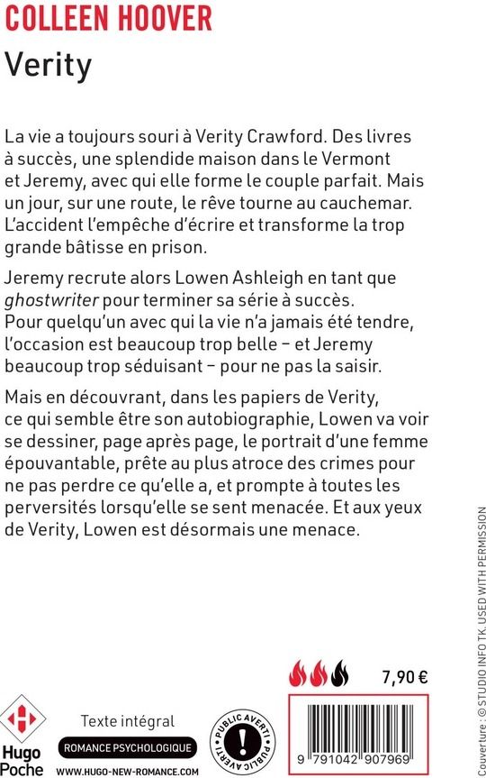 Quatrième de couverture de « VERITY - EDITION FILM »