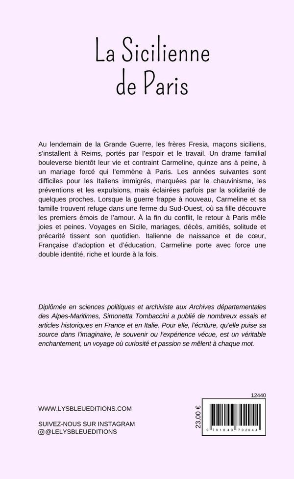 Quatrième de couverture de « La Sicilienne de Paris : roman »