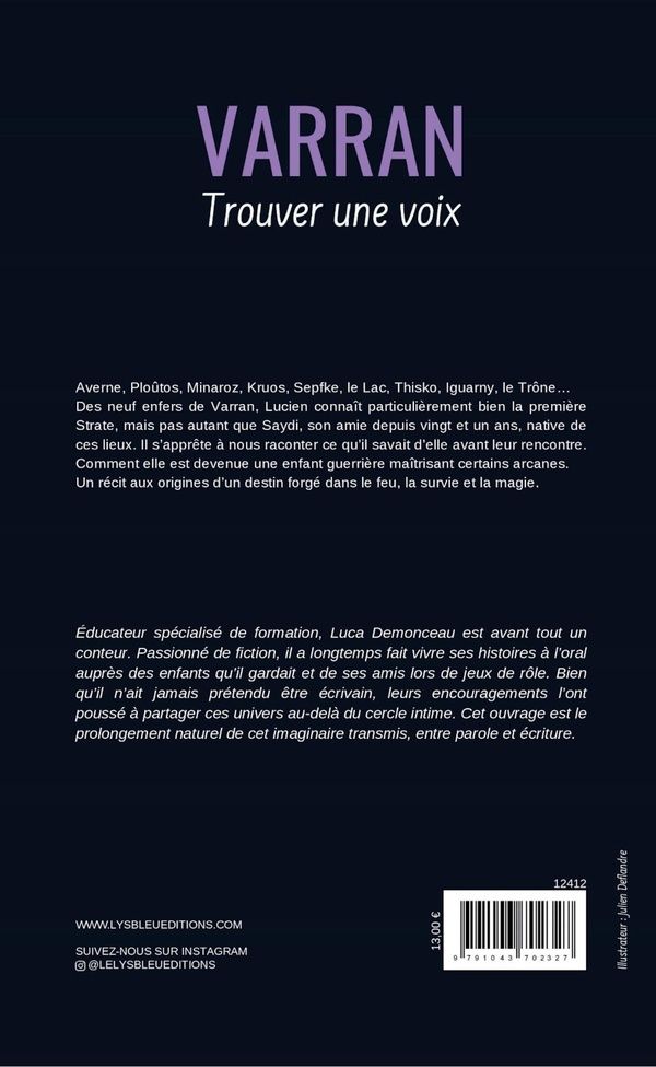 Quatrième de couverture de « Varran : trouver une voix »