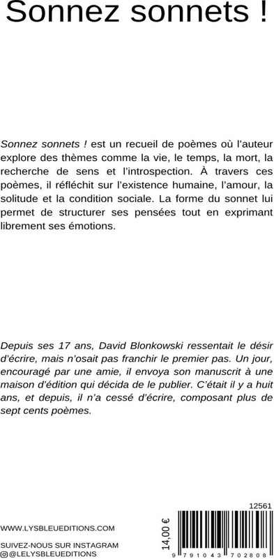 Quatrième de couverture de « Sonnez Sonnets ! : recueil »