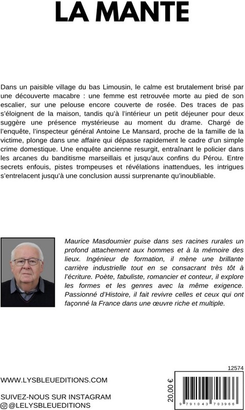 Quatrième de couverture de « La mante : roman »