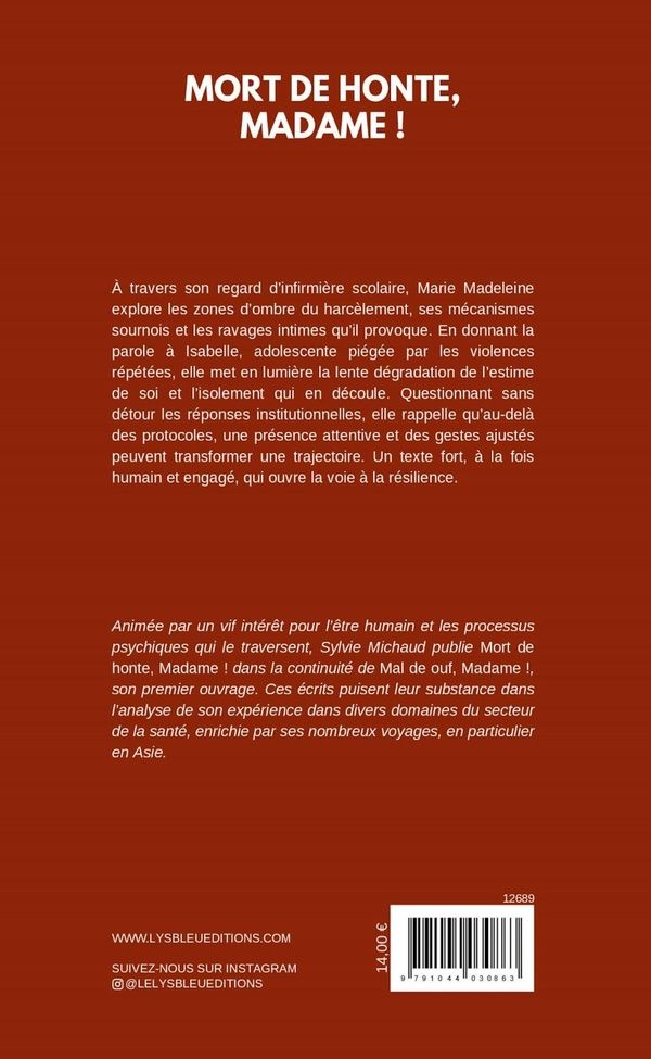 Quatrième de couverture de « Mort de honte, Madame ! »