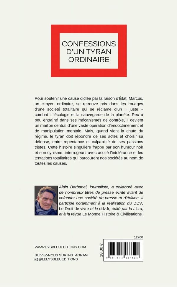 Quatrième de couverture de « Confessions d'un tyran ordinaire : roman »