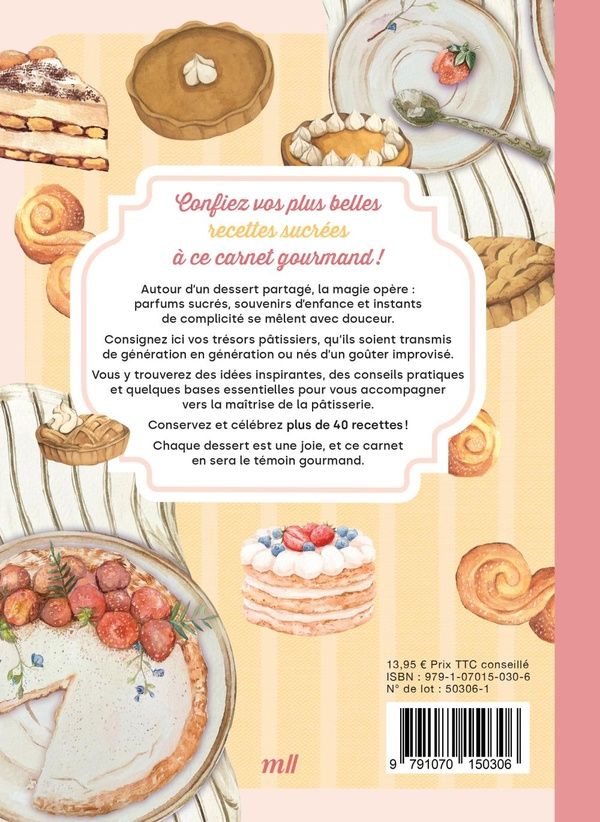 Quatrième de couverture de « MON CARNET DE RECETTES A REMPLIR - DESSERTS »
