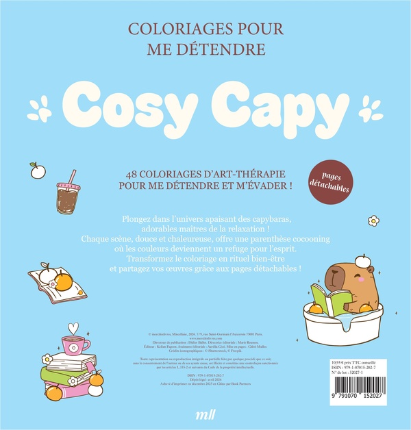 Quatrième de couverture de « COSY CAPY - COLORIAGES POUR ME DETENDRE - 48 COLORIAGES D'ART-THERAPIE POUR ME DETENDRE ET M'EVADER »