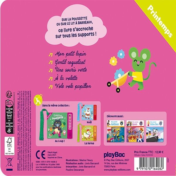 Quatrième de couverture de « LIVRE MUSICAL - MES PREMIERES COMPTINES EN POUSSETTE - LE PRINTEMPS - AUDIO »