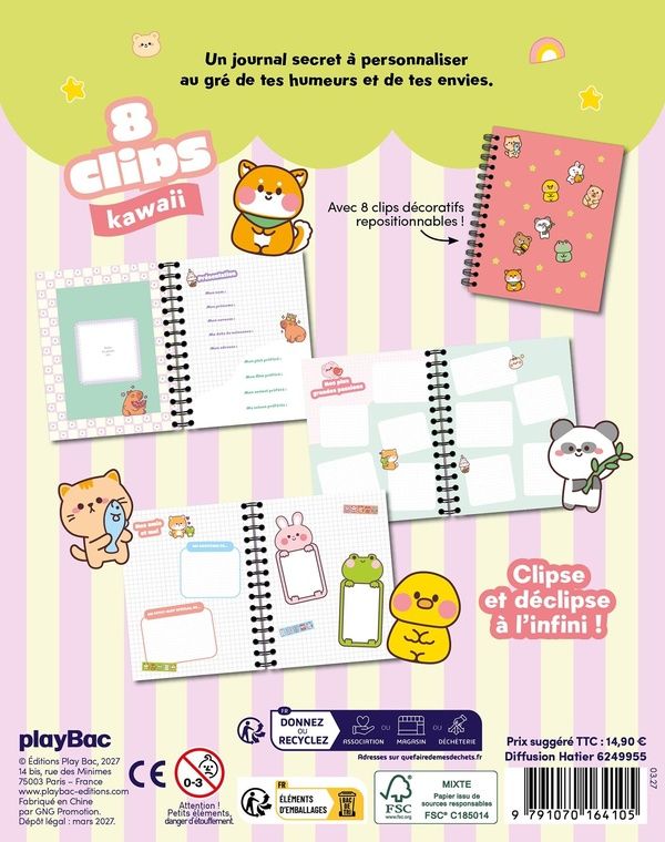 Quatrième de couverture de « MON JOURNAL SECRET CLIPS KAWAII »