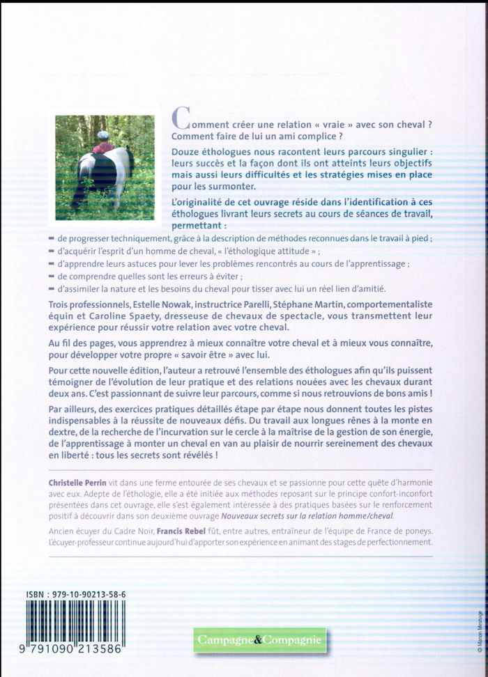 Quatrième de couverture de « DANS LE SECRET DE LA RELATION HOMME/CHEVAL - INITIATION A L'ETHOLOGIE »