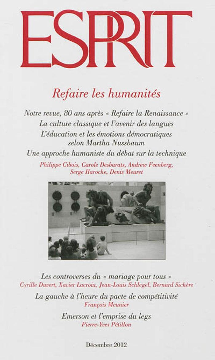 Couverture du livre « ESPRIT - REFAIRE LES HUMANITES - DECZMBRZ 2012 », librairie Les Contes Infusés à Corte