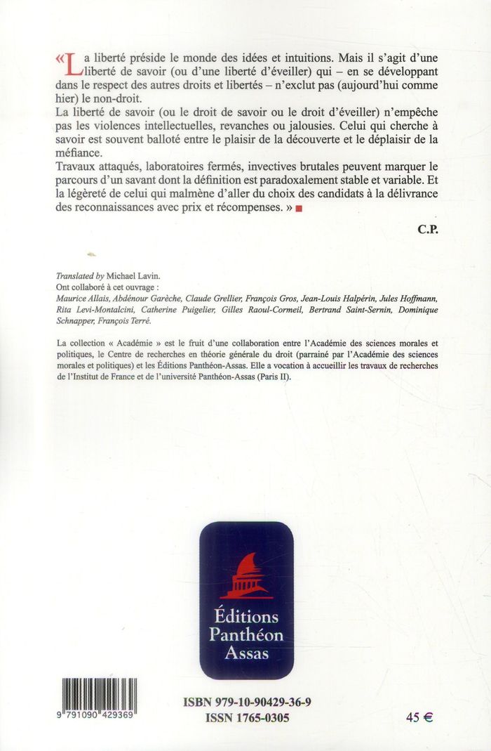 Quatrième de couverture de « DROIT ET NON-DROIT DU SAVANT »