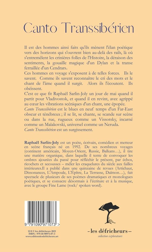 Quatrième de couverture de « CANTO TRANSSIBERIEN »