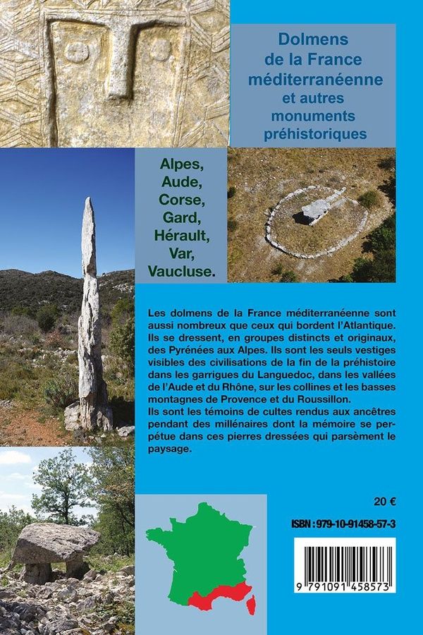 Quatrième de couverture de « Dolmens, menhirs et autres monuments préhistoriques de la France méditerranéenne »