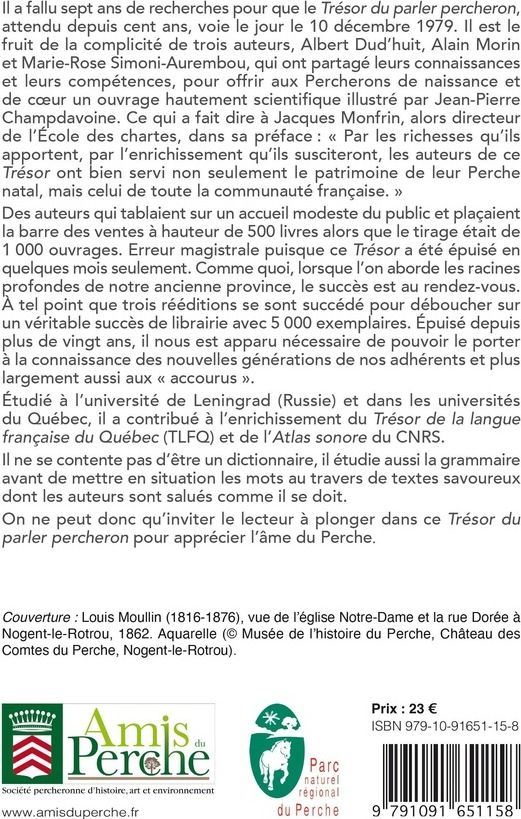 Quatrième de couverture de « TRESOR DU PARLER PERCHERON »
