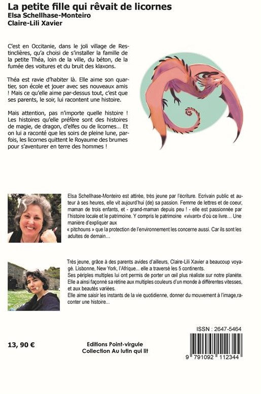 Quatrième de couverture de « LA PETITE FILLE QUI REVAIT DE LICORNES »