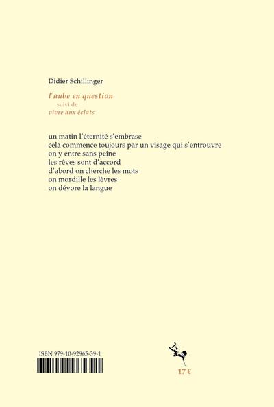 Quatrième de couverture de « L'aube en question »