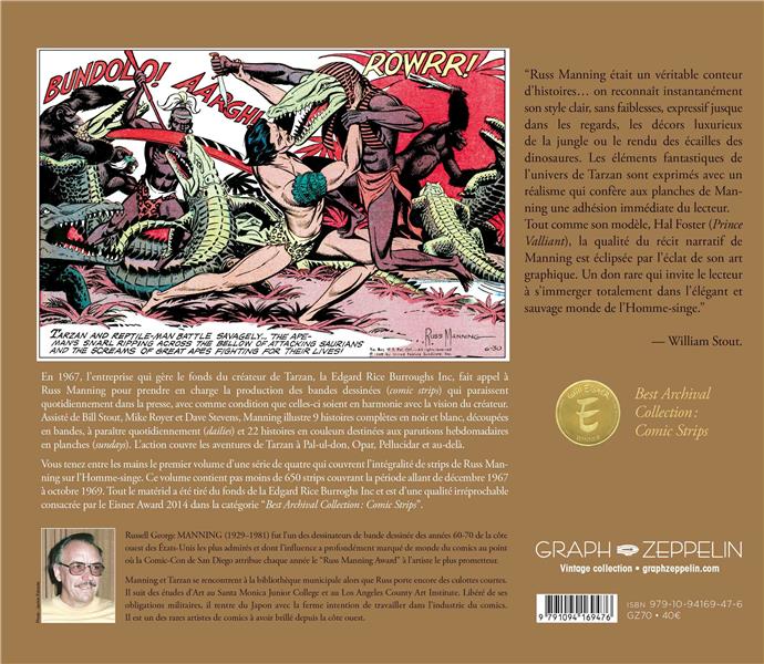 Quatrième de couverture de « TARZAN - L'INTEGRALE RUSS MANNING NEWSPAPER STRIPS (VOLUME 1 : 1967 / 1969) »