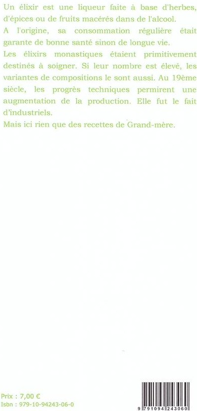 Quatrième de couverture de « ELIXIRS D'ANTAN »
