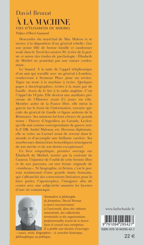 Quatrième de couverture de « À la machine : vies d'Élisabeth de Miribel »