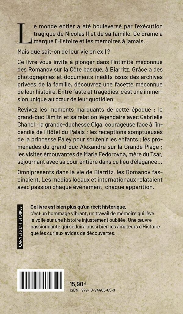 Quatrième de couverture de « Les Romanov à Biarritz »