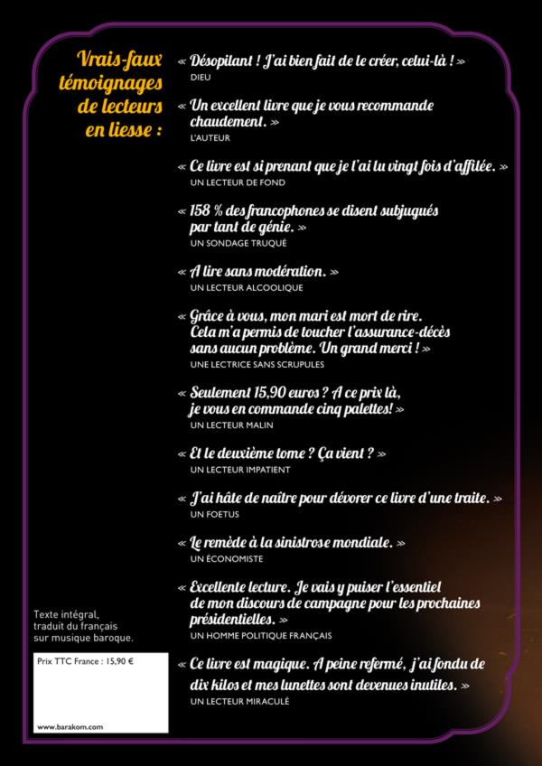 Quatrième de couverture de « LA TRIBUNE DE FRED - LA FABULEUSE POTION DE BONNE HUMEUR DU DOCTEUR FRED »